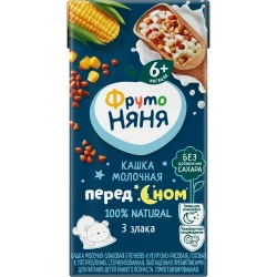 Каша мультизлаковая детская ФрутоНяня с 6 месяцев, 3 злака, молочная, жидкая, 200 мл