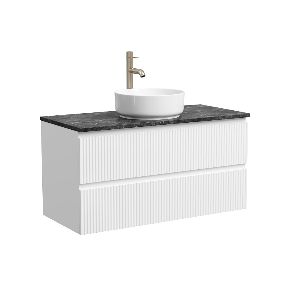 Тумба подвесная Sancos Snob R, Bianco 995х445х500, под столешницу с отверстием под смеситель, цвет Black Sky