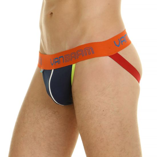Мужские трусы джоки тёмно-синие с оранжевой резинкой Van Baam
