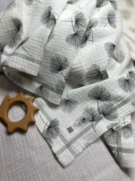 Муслиновая пеленка Одуванчики Black 90*130 (+/-5см)