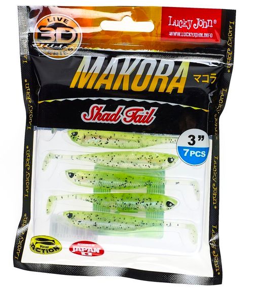 Виброхвосты LJ 3D Series MAKORA SHAD TAIL 3.0in (07,60)/006 7шт.