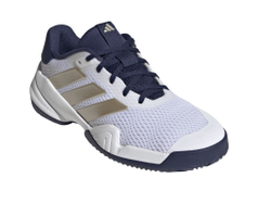 Детские Кроссовки теннисные  Adidas Barricade K - cloud white/cyber metallic/dark blue