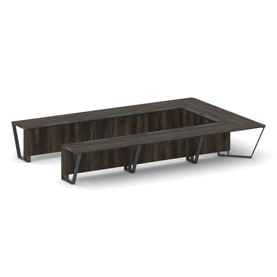 Steel Meet Стол переговорный П-образный KMK-PR.B.SP-15P Дуб Мали/Графит Глянец/Металл Антрацит 4800*