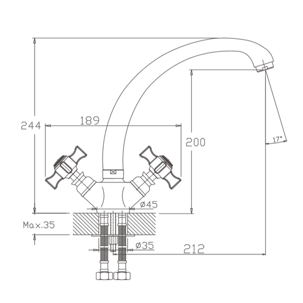 Смеситель для кухни 1/2 кер HB4724 HAIBA п/шпильку