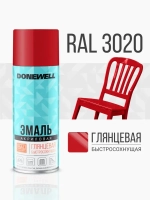Аэрозольная краска DONEWELL "Эмаль универсальная быстросохнущая (RAL) в баллончике", Акриловая, Глянцевая, 0.52 л, Красная RAL 3020