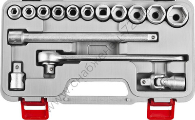 НИЗ Шоферский инструмент №2Д, 15 предм., 1/2″, в пластиковом кейсе, набор торцовых головок (2761-20)