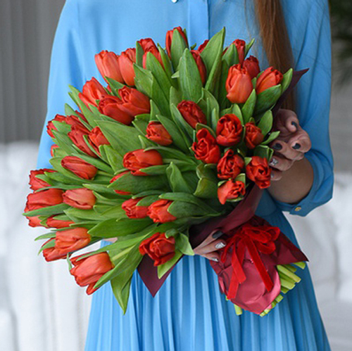 Купить Букет 51 красный тюльпан