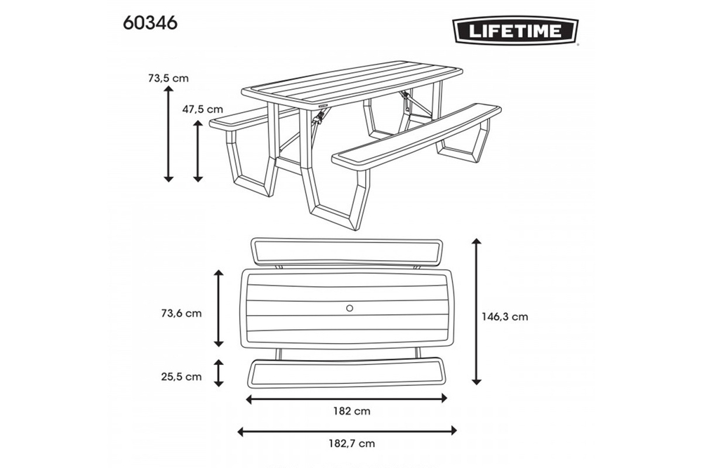 Стол складной с лавочками Lifetime для пикника