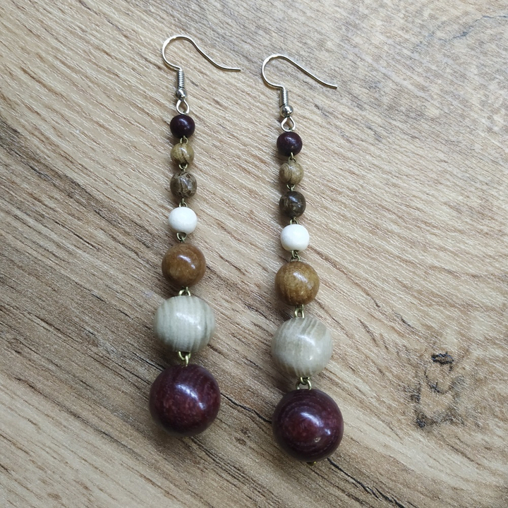 Серьги Страсть 7 шаров, дерево, цвет ассорти, 16x70 мм