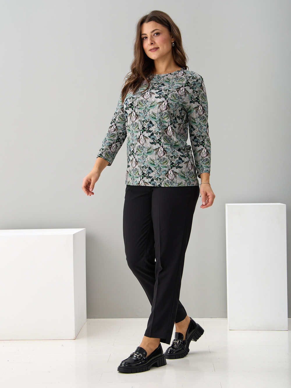 Лонгслив ЛНв-306/меланжорхидея-тропики