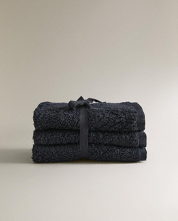 Zara Home - Набор хлопковых полотенец для рук (комплект из 3 предметов)), черный, 30х30 см