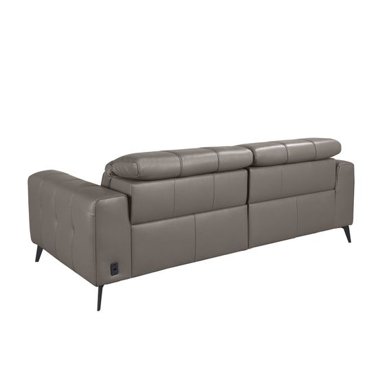 3-местный диван с реклайнером из серой кожи модель 6210