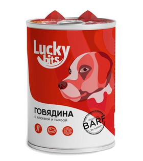 Lucky bits консервы для собак всех пород Говядина с клюквой и тыквой 400гр.