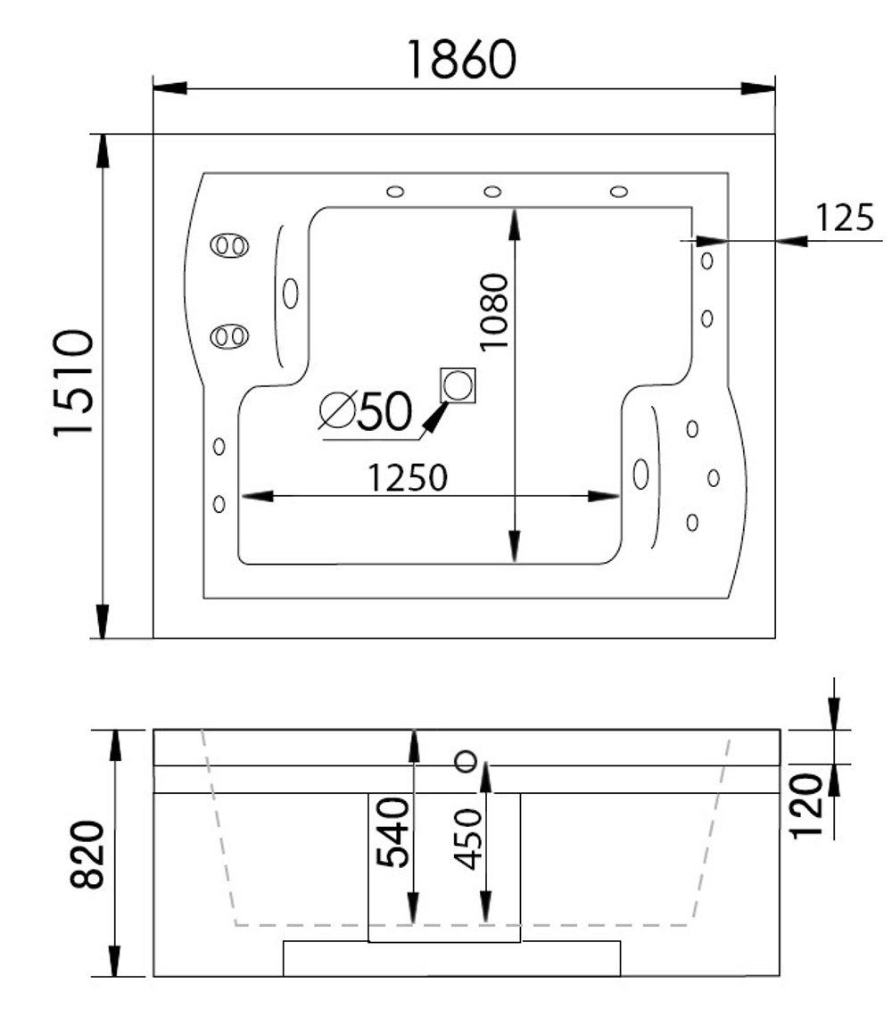 Акриловая ванна Gemy G9052 II K R