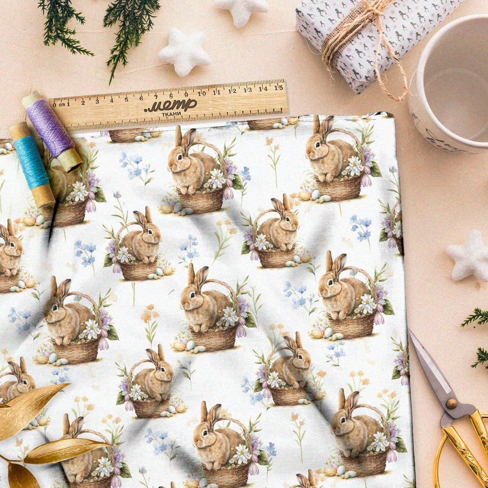 Ткань Барби пасхальные зайцы