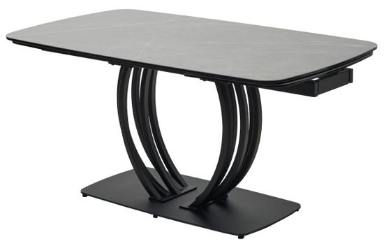 Стол MALTA 160 KL-136 Серый мрамор матовый, итальянская керамика/ черный каркас