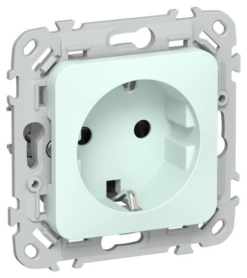 FLITE Розетка с заземлением с защитными шторками 16А РСш11-0-ФлХЛ холодный лед IEK