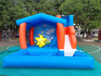 Надувная водная горка «Звезда» с бассейном, 5*4,5*3,5 м