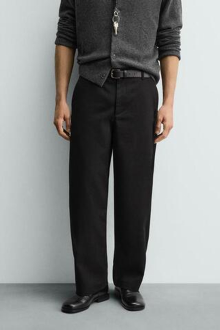 ZARA БРЮКИ BALLOON FIT ИЗ РЕЛЬЕФНОЙ ТКАНИ, ЧЕРНЫЙ