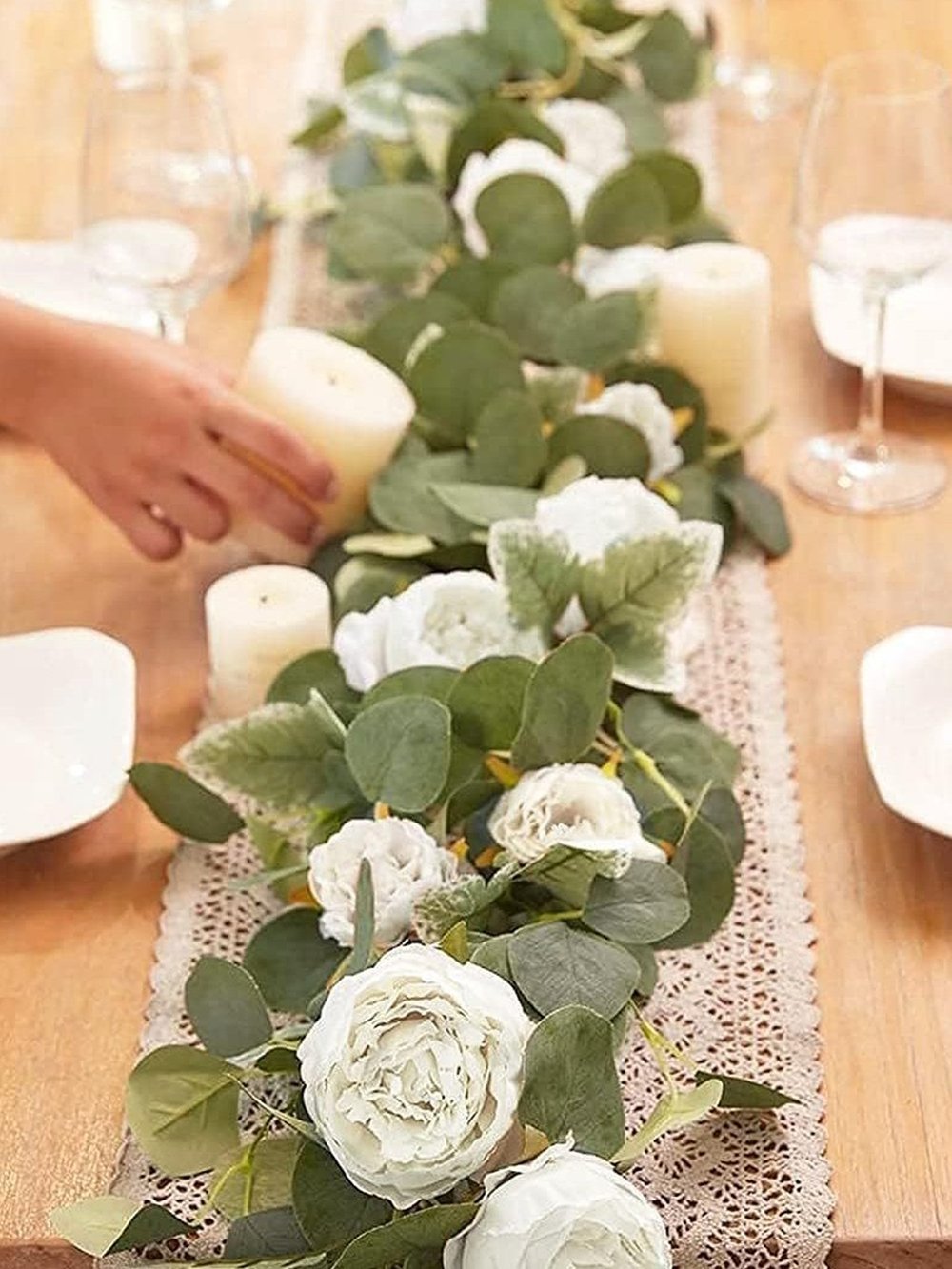 Цветы искусственные для декора белые пионы 15002