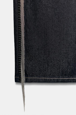 ZARA ДЖИНСЫ TRF STRAIGHT С НИЗКОЙ ПОСАДКОЙ И БАХРОМОЙ, ТЕМНЫЙ ИНДИГО