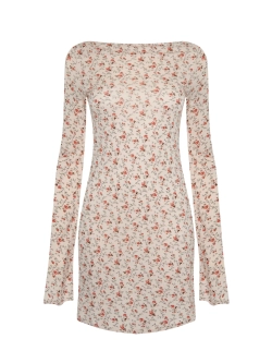 Платье мини LONG SLEEVE TEA ROSE