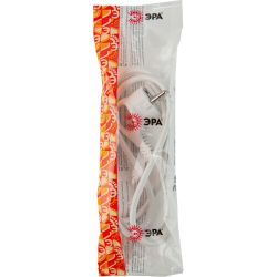 Шнур сетевой с вилкой ЭРА U-3x1-5m-W с заземлением 5м ПВС 3x1мм2 белый