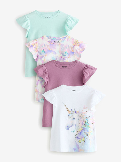 Футболка для девочки Next E44-341, 4 шт., Мятный, Розовый, Белый
