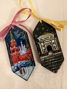 Набор ёлочных игрушек Конфеты с ручной росписью "Москва "