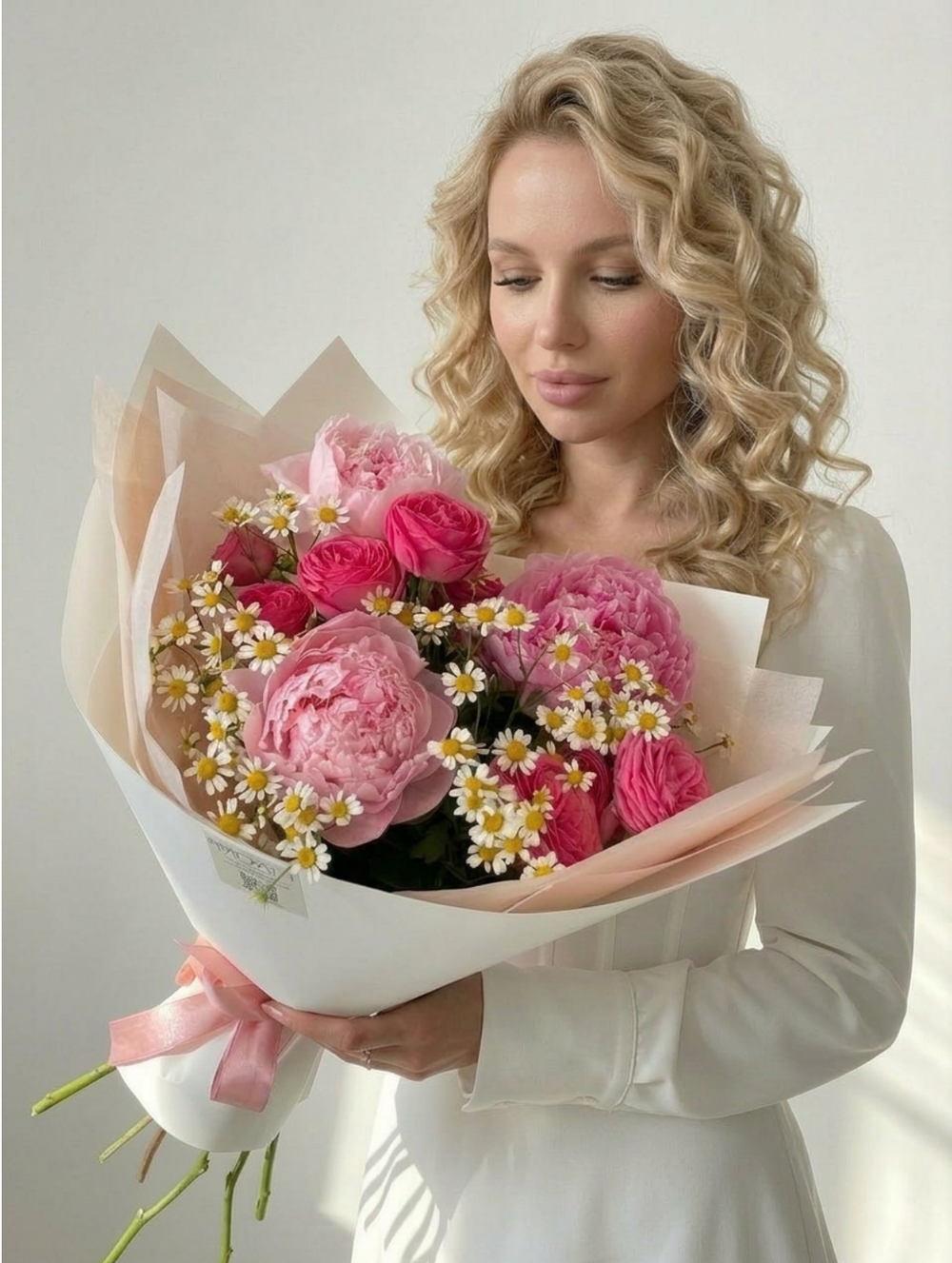 Яркий с пионами 