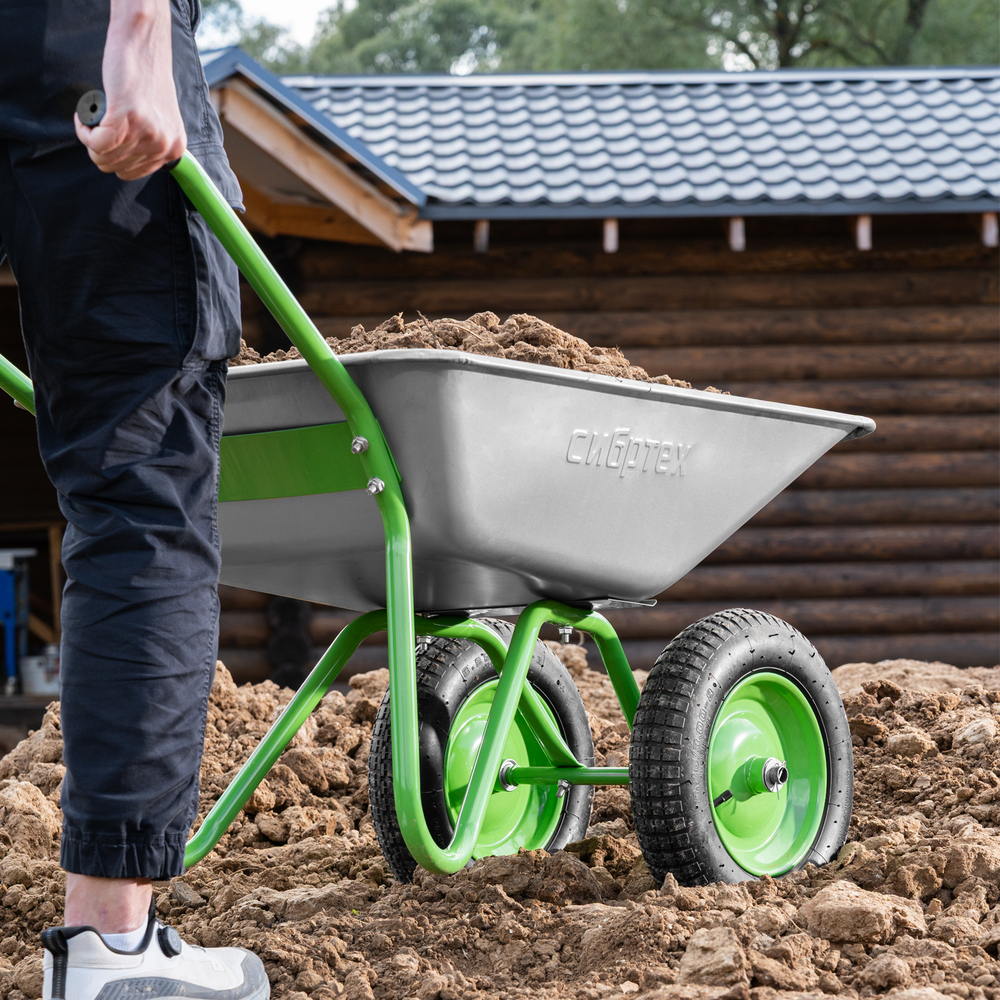 Тачка садовая, 2-х колесная, грузоподъемность 120 кг, объем 65 л Сибртех