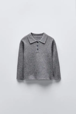 ZARA АЖУРНЫЙ СВИТЕР, СЕРЫЙ С МЕЛАНЖЕВЫМ ЭФФЕКТОМ