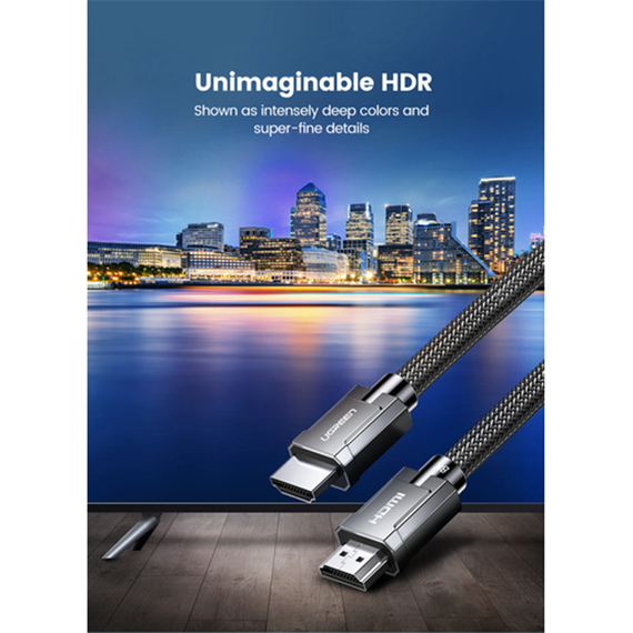 Кабель Ugreen HD135 8K HDMI 2.1 Male To Male Cable в оплетке 1 м (70319) серый
