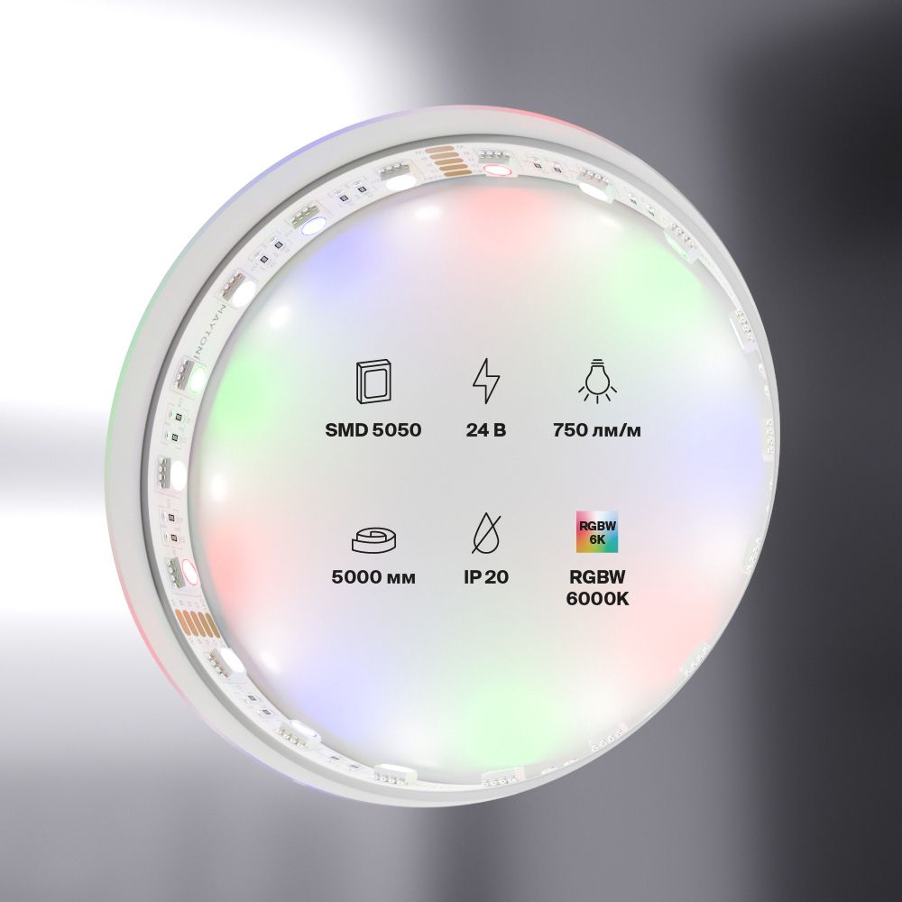 Светодиодная лента 19,2Вт/м 24V IP20 RGB+6000K Maytoni 10181