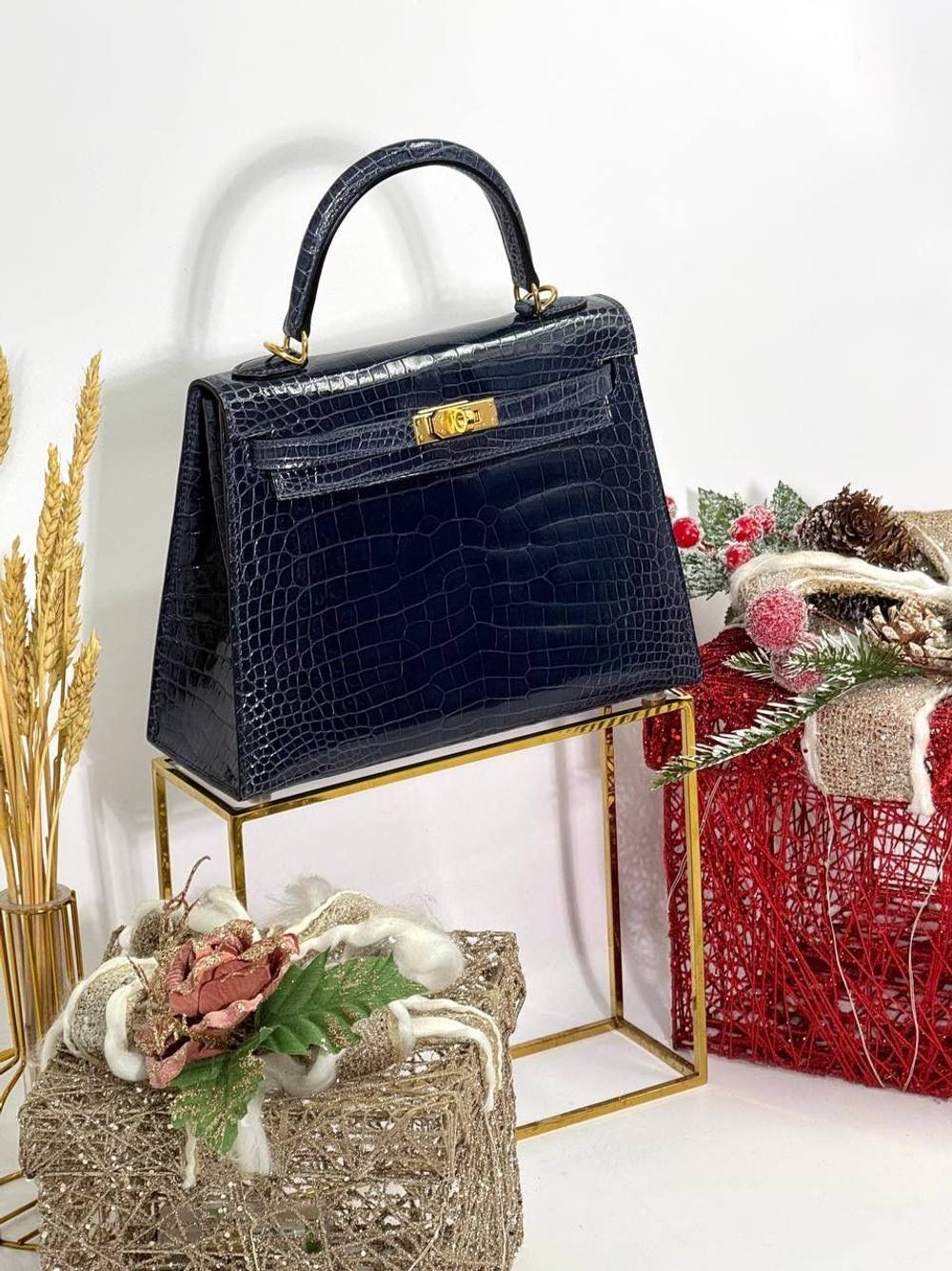 Сумка Hermes из кожи крокодила 25 см