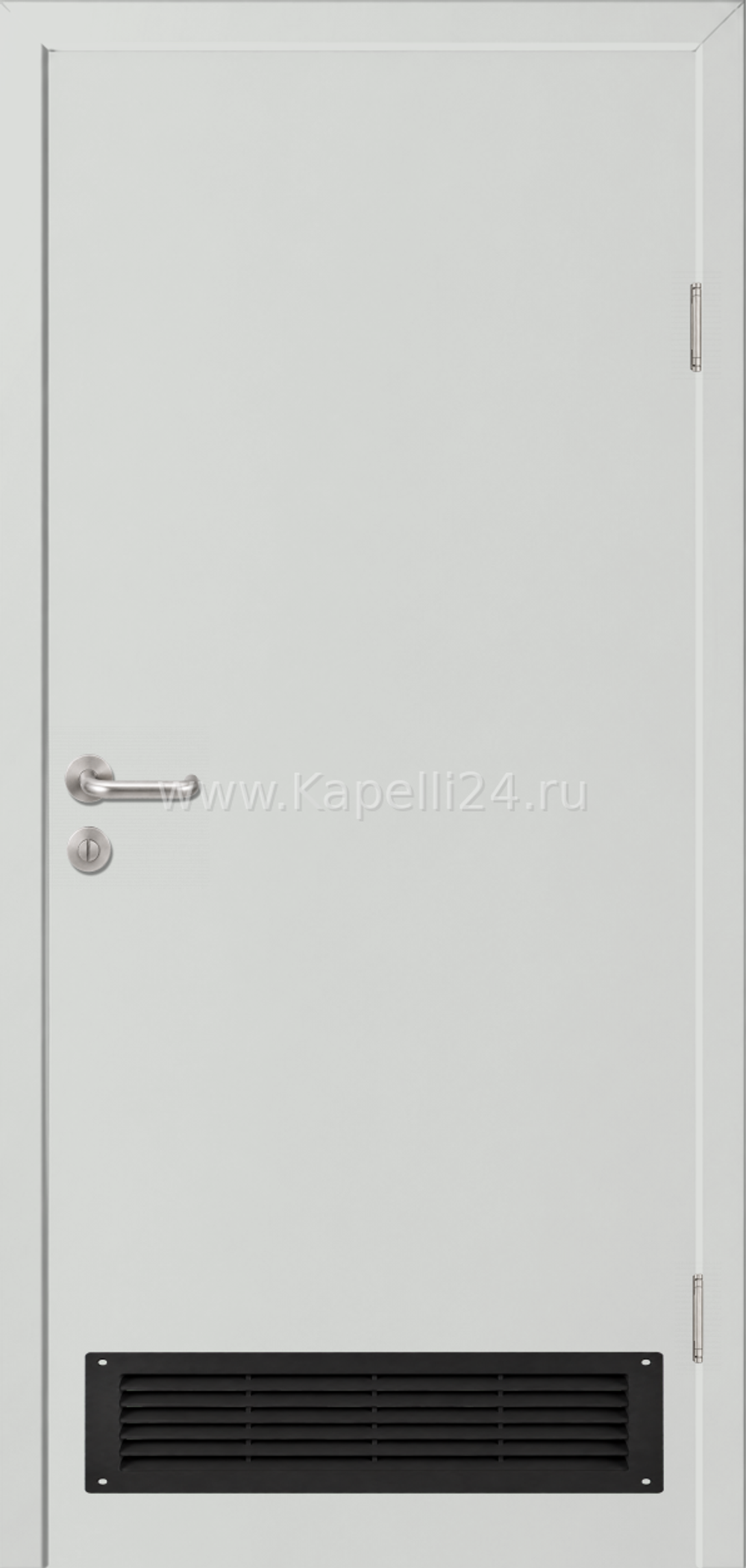 Влагостойкая Дверь Капель однопольная Светло-серый RAL 7035 Вентиляционная решетка черная