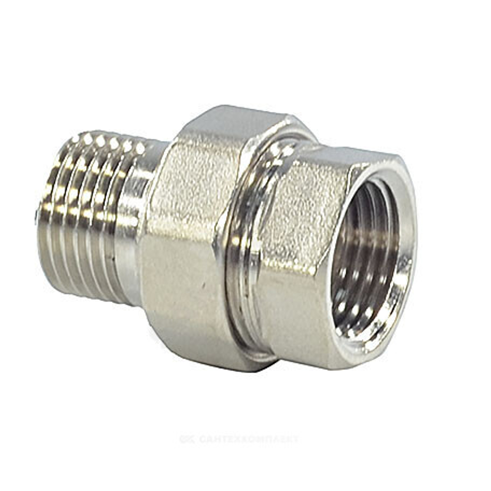 Соединитель латунь никель американка Ду 15 (1/2") прямой ВР/НР SantechSystems