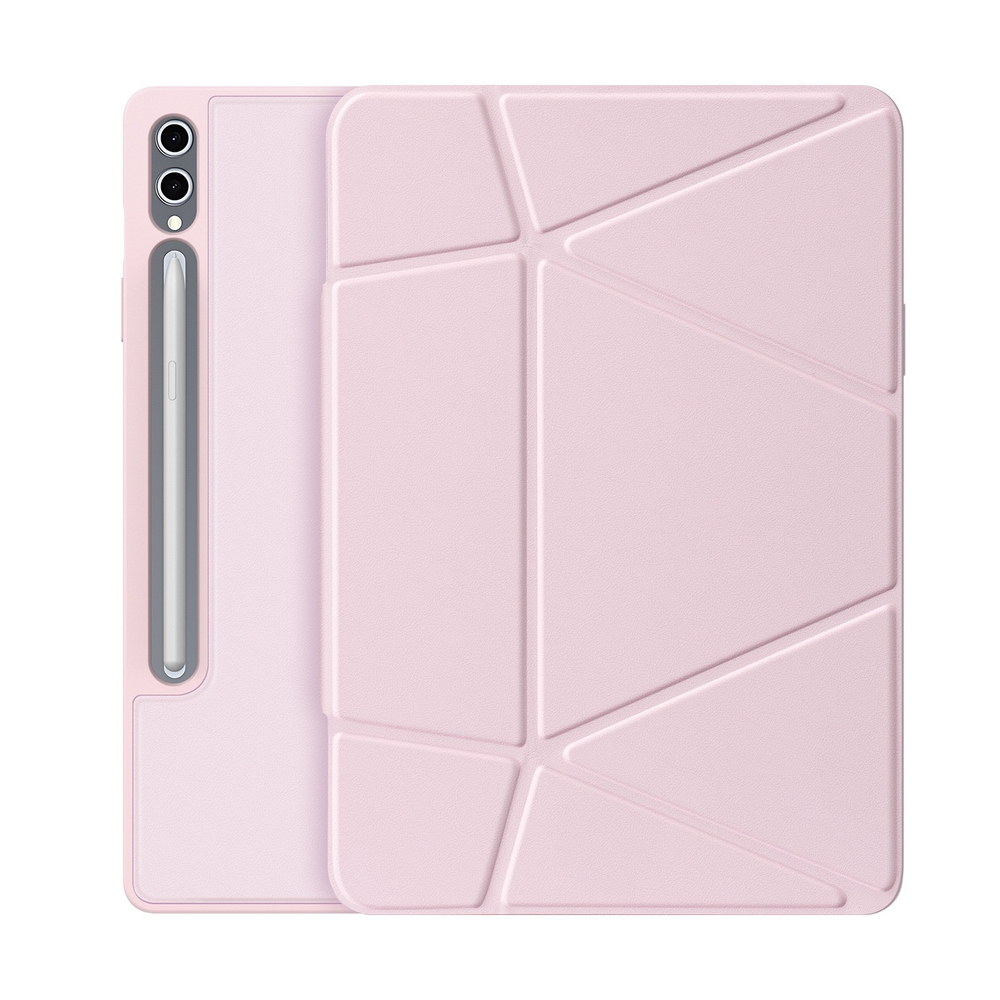Складной чехол книжка розового цвета от Dux Ducis для Samsung Tab S10+, S9+, S9 FE+, серия Vers Series Case, с магнитным держателем Pencil и и функцией автоматического перехода в спящий режим