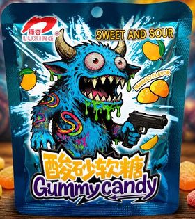 Кислые леденцы Luxing Одноглазый монстр, вкус Манго 20 гр