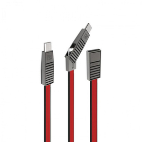 Кабель USB - 3в1 для [iPhone + MicroUSB + Type-C] Remax RC-072th (плоский) Красный