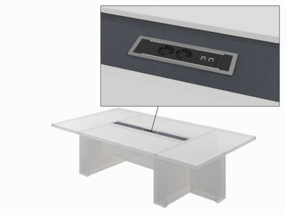 Центральная вставка стола переговоров 1600х198х22 с блоком розеток BachMann 2x220V+2xRJ45 T-113