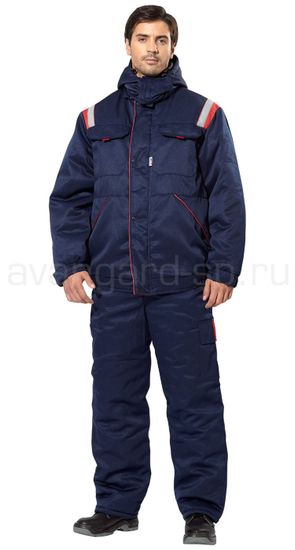 Костюм зимний "Авангард" полукомбинезон (синий/красный)