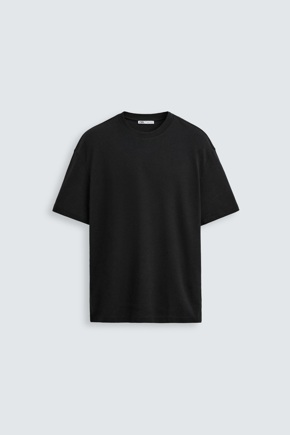 ZARA ФУТБОЛКА RELAXED FIT INTERLOCK, ЧЕРНЫЙ