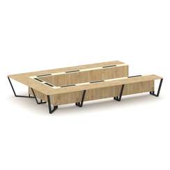 Steel Meet Стол переговорный П-образный KMK-PR.B.SP-15P Тиквуд Светлый/Ваниль Глянец/Металл Черный 4