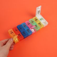 Таблетница-органайзер  Неделька, с делителем, утро/вечер, 7 контейнеров по 2 секции, цвет МИКС