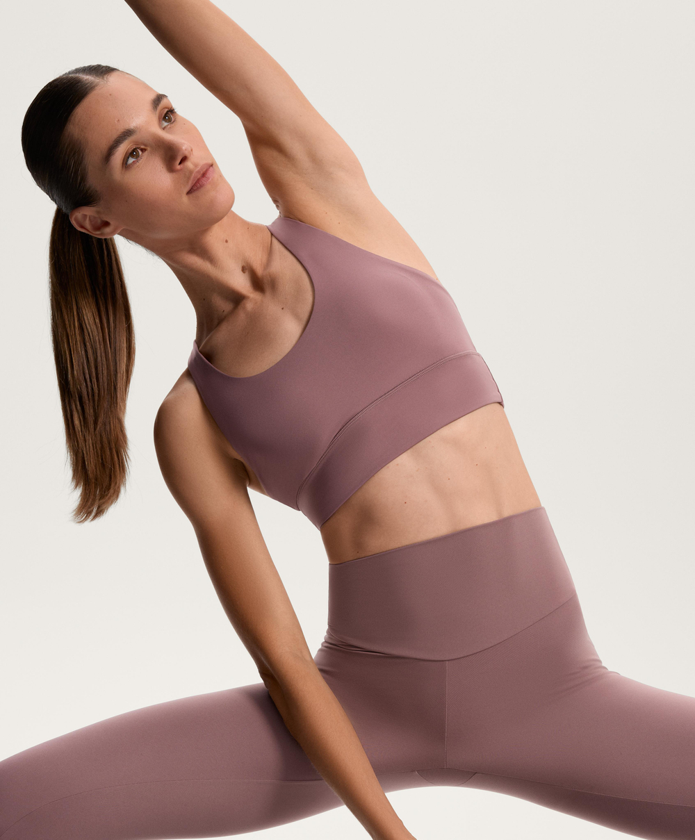 Oysho Спортивный бюстгальтер с бретелями на спине, бледно-розовый