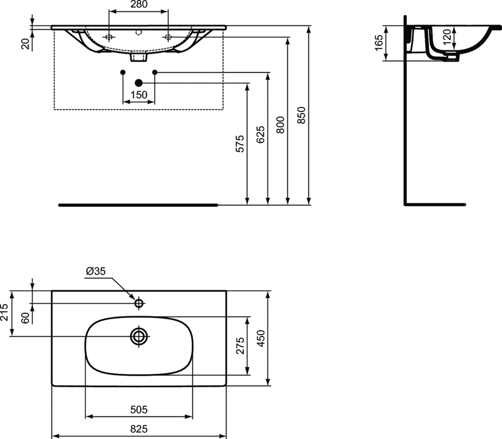 Умывальник Ideal Standard TESI T350901