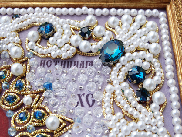 ЖС-14-ЗЛ Набор для вышивания хрустальными камнями Господь Лоза истинная (лазурный)