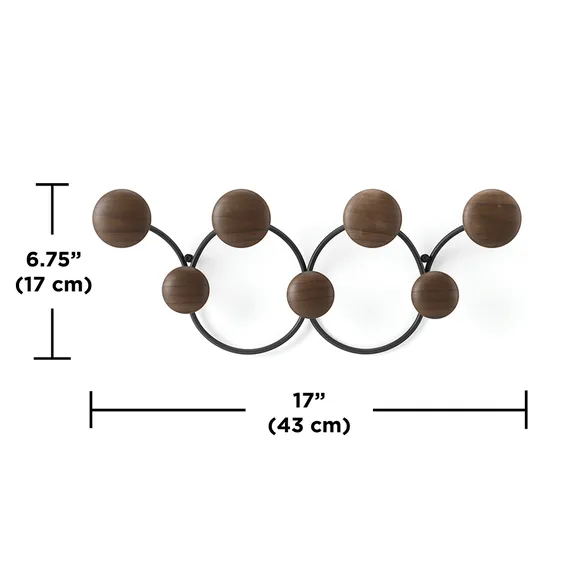 Вешалка настенная dotsy, черная/орех