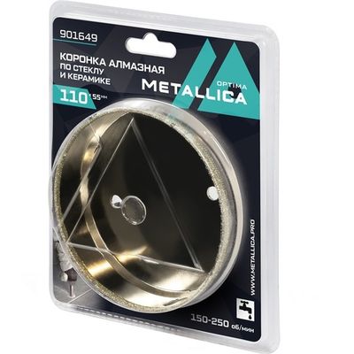 Коронка алмазная METALLICA Optima 110x55 мм по стеклу,плитке,1 шт в блистере   901649